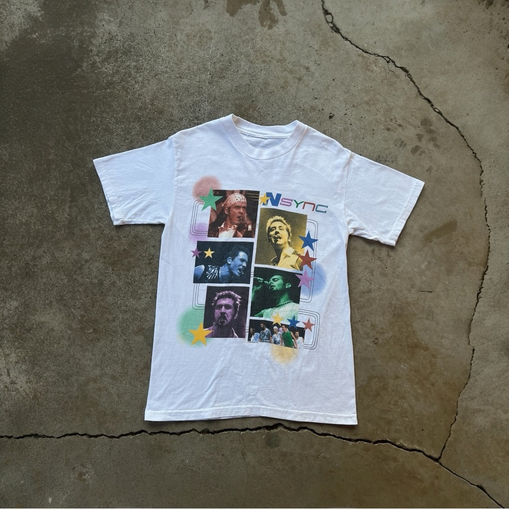 2000s *NSYNC vintage concert tour tshirt white size medium cut tag double stitch